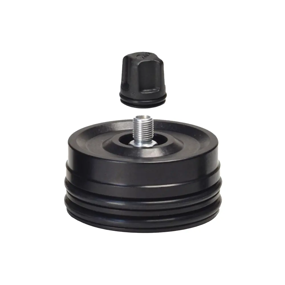 Reservoir End Cap Assembly: [Ø 2.250 Bore, 5/16-32] Complete, W/ Schrader & Cap 1
