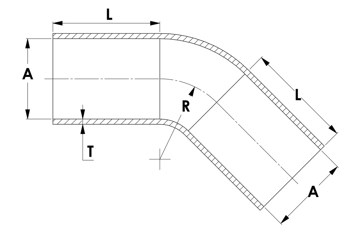 Hps 1.75" Id High Temp 4-Ply Reinforced Silicone 45 Degree Elbow Coupler Hose Black (45Mm Id) 2