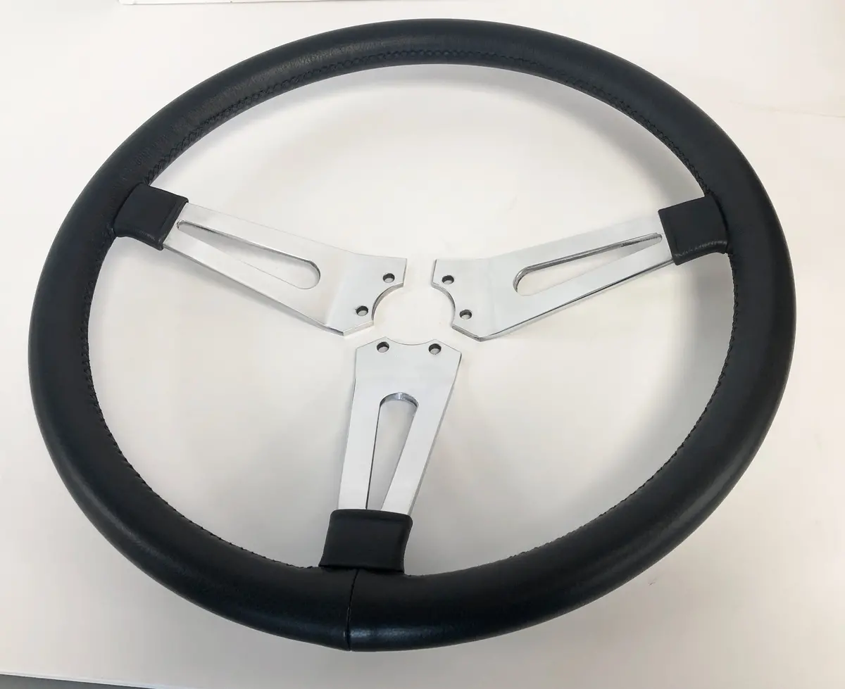 Dished Split Cobra Leather - Polished Steering Wheel 1