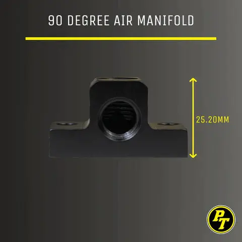 90 Degree Air Manifold With Mounting Holes - 1/4 Fnpt Female Threads 1