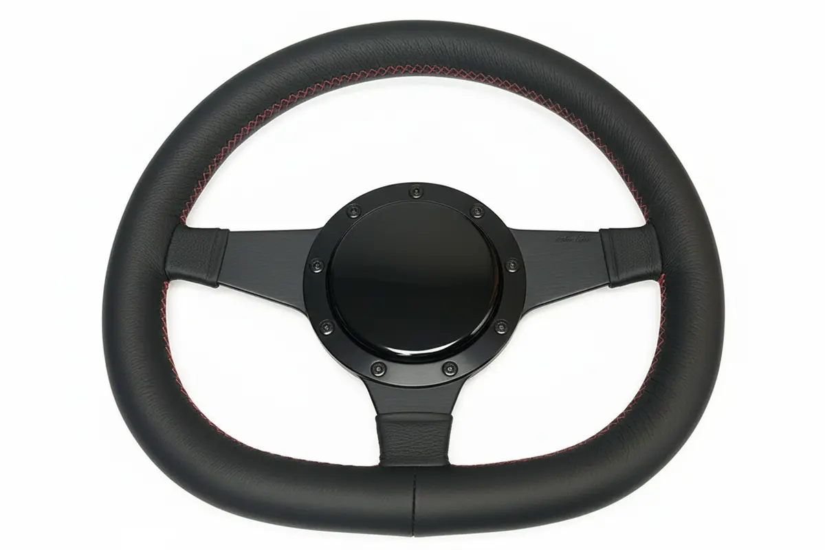 Mk4 Flat / Flat Bottomed Leather Rim Black Anodised 1