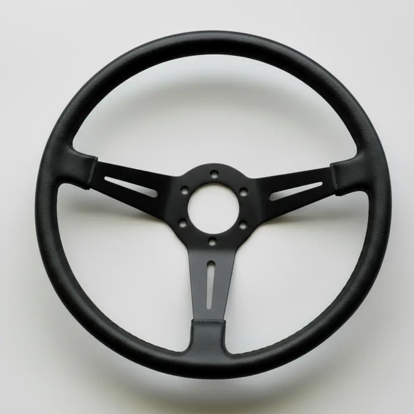 Mk4 Dished Leather With Momo Centre - Black Anodised Steering Wheel 2