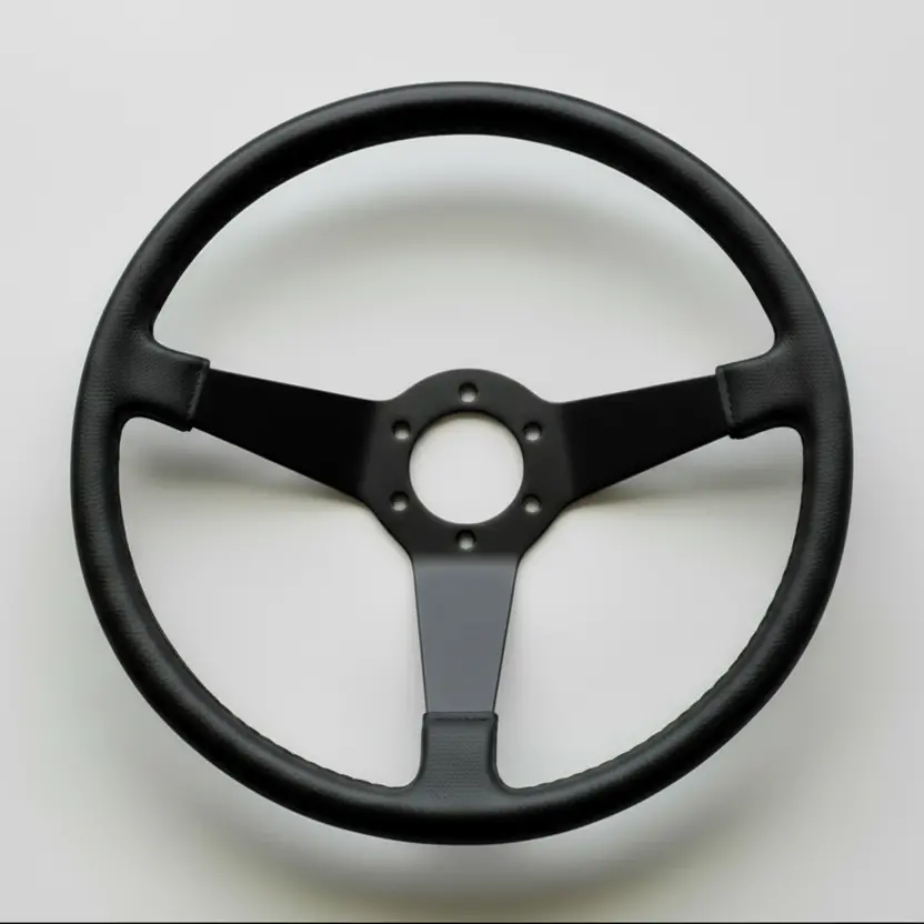 Mk4 Dished Leather With Momo Centre - Black Anodised Steering Wheel 3