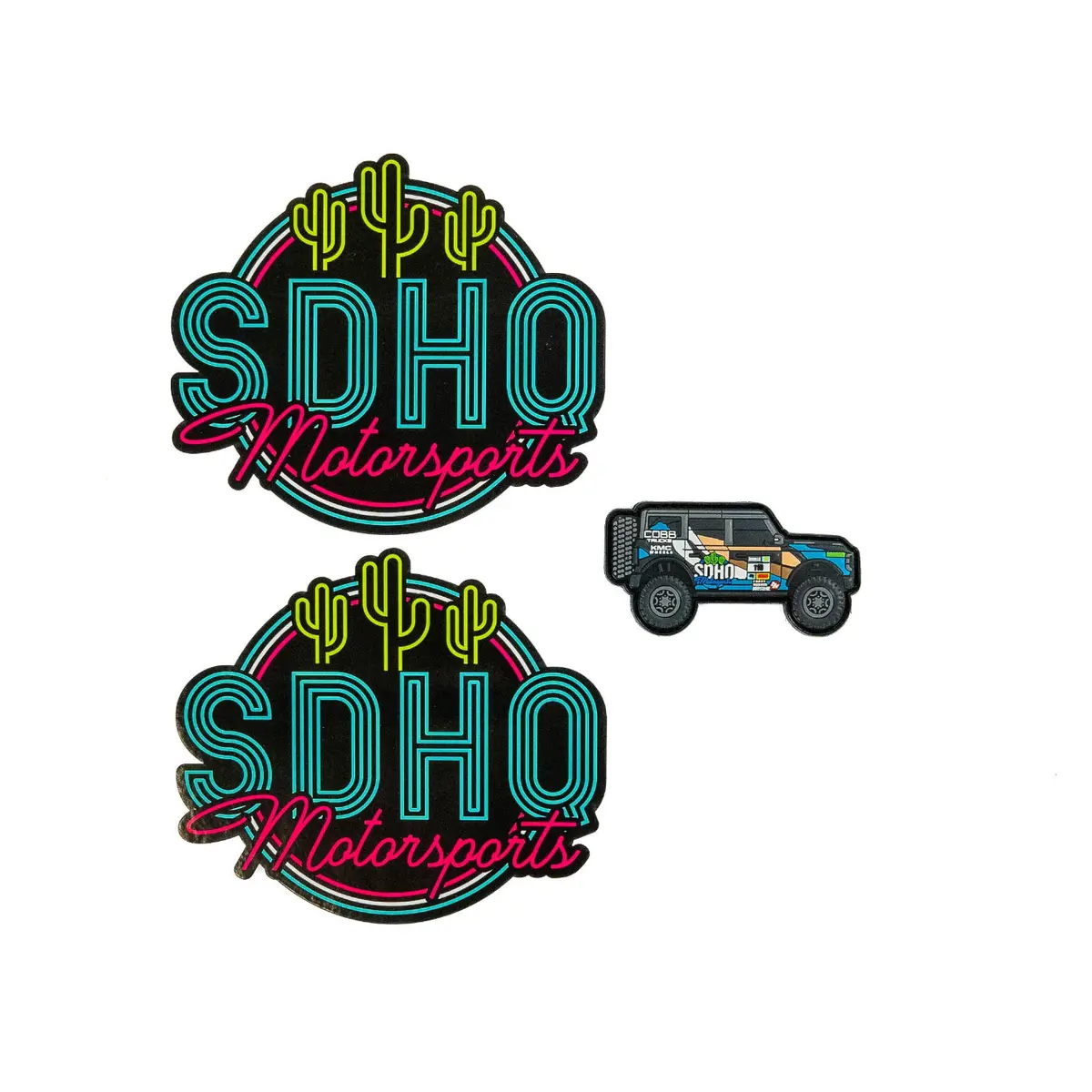 Sdhq Bronco Raptor Patch With Two Sdhq Motorsports Neon Sign Stickers 1