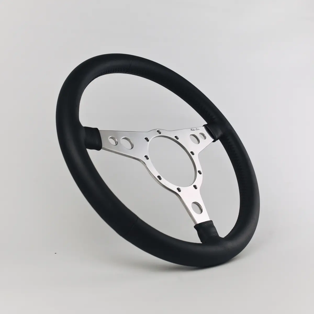 Flat Offset Wheel Leather (3 Spoke) - Polished Steering Wheel 1