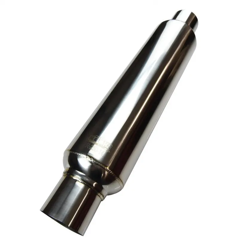 2-1/2" Round Muffler 14" Long. Polished Stainless Steel. 1