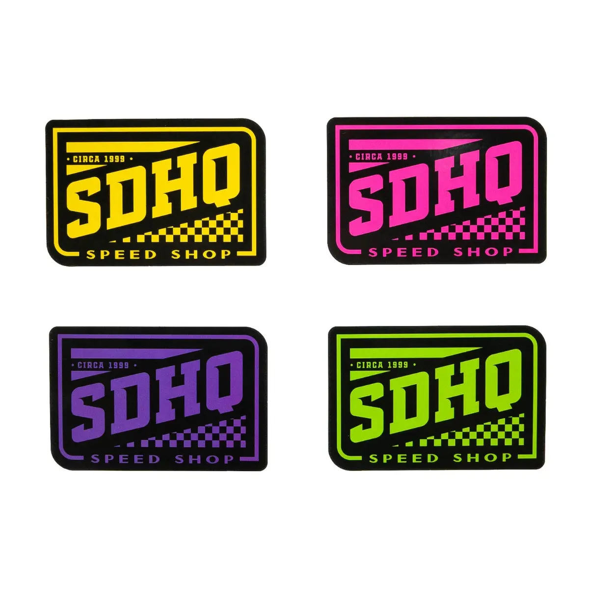 Sdhq Speed Shop Stickers - 4 Pack, Assorted Colors 1