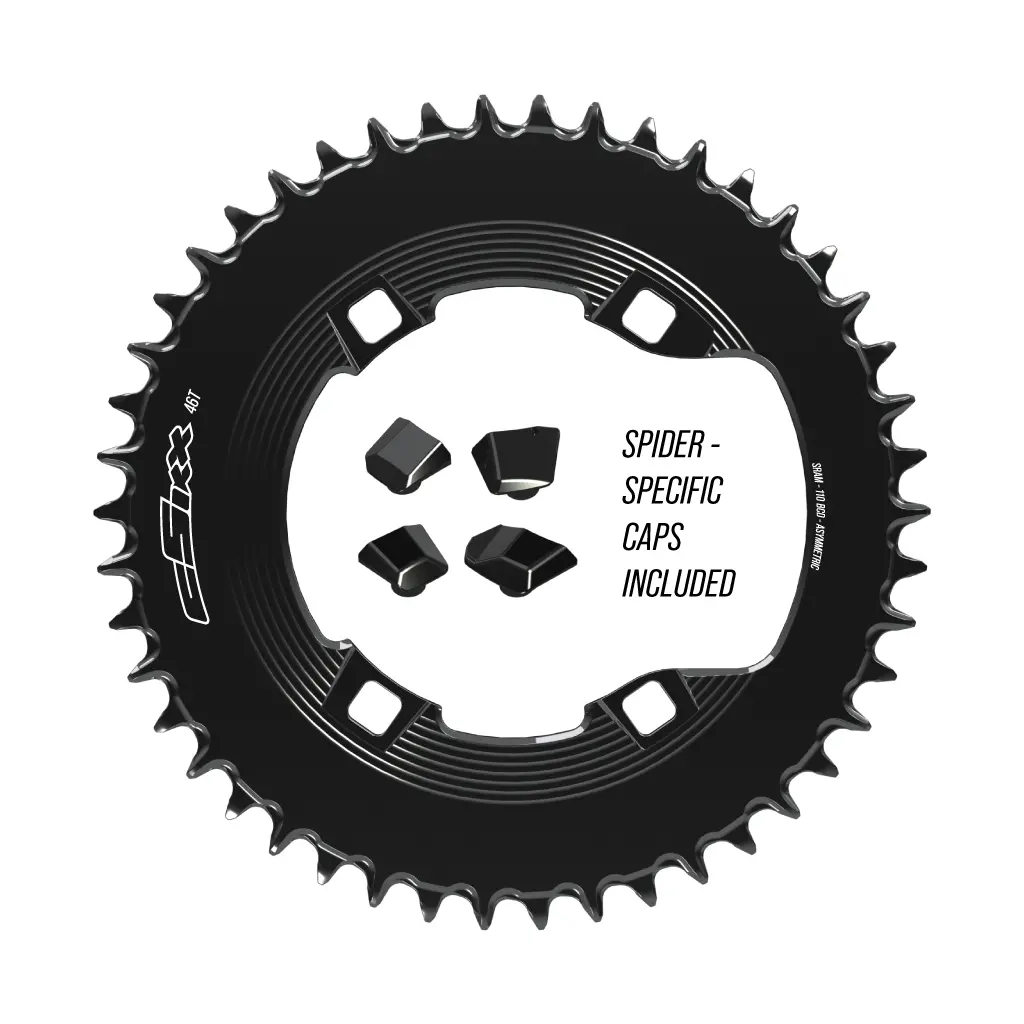 110 BCD Asymmetric 1x Chainring — Compatible with Shimano & Similar 4-Bolt Cranks (Excludes SRAM)