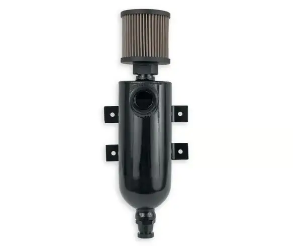 Earl's Black W/ Billet Filter, Drain Valve, -12 An O-Ring Port (Inlet) & Mounting Brackets. 1/8" Npt On Drain Valve For Optional Remote Outlet Hose 1