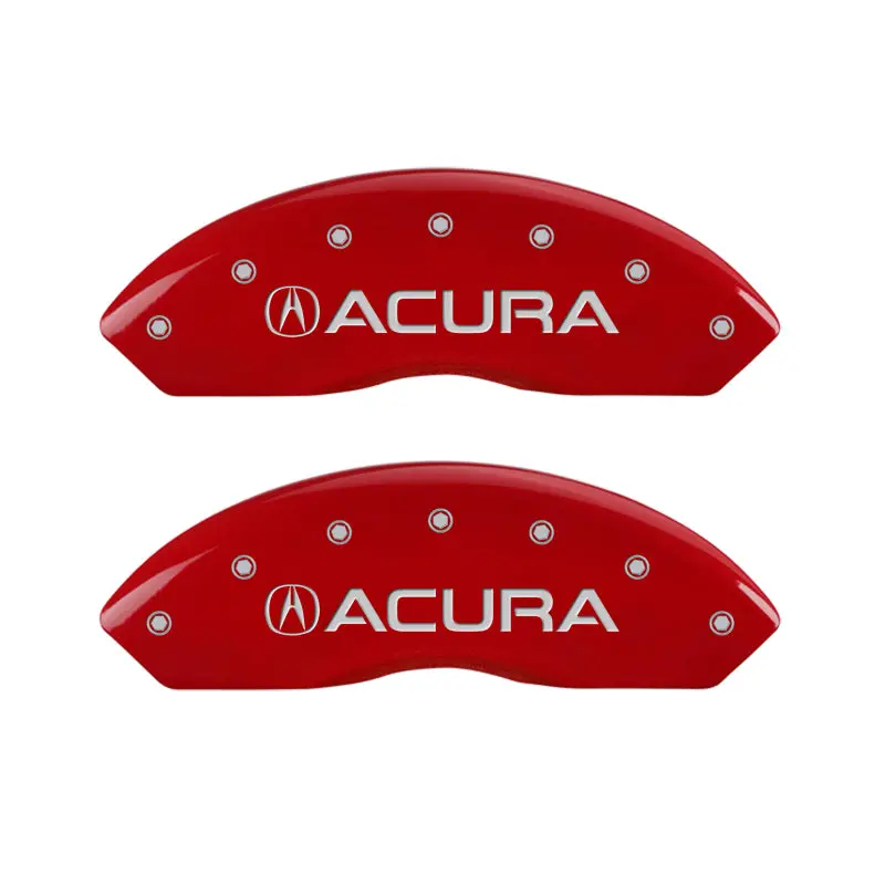 Mgp Engraved 4-Piston Caliper Covers For Acura – Front & Rear, Red Finish With Silver Accents 1