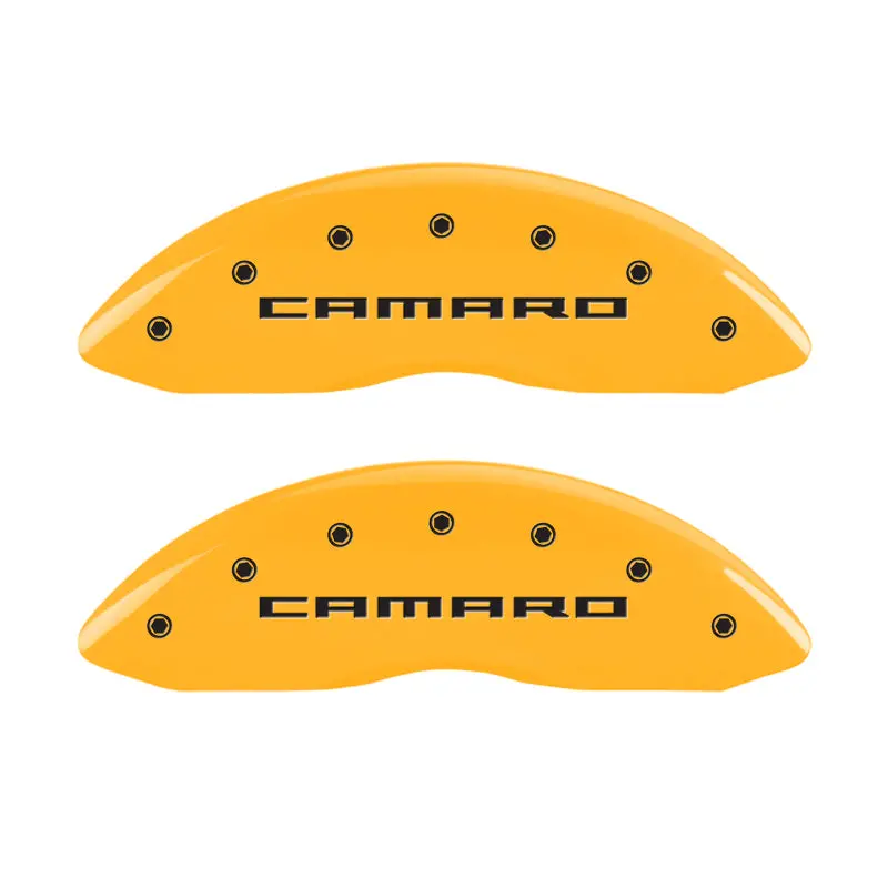Mgp 4 Caliper Covers Engraved Front & Rear Gen 5/Camaro Yellow Finish Black Ch 1
