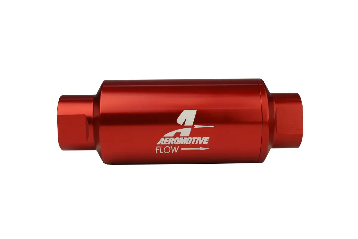 40 Micron Red Fuel Filter With Orb-10 Ports & Stainless Mesh Element 1
