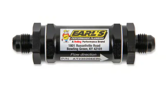 Earl's Fuel Filter W/ Screen Type Element - 85 Micron - 8 An Male Inlet & Outlet - Black 1