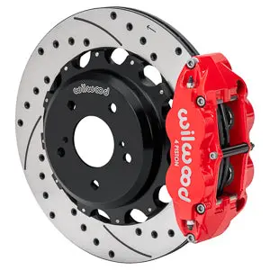 Forged Narrow Superlite 4R Big Brake Rear Brake Kit For Oe Parking Brake Drilled/Slotted Red 240Sx | 300Zx | Skyline R32 | 17" Wheel Diameter Minimum 1