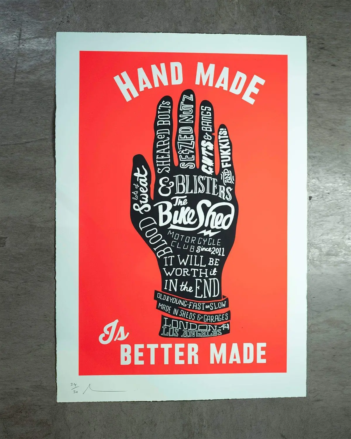 Bsmc X Dave Buonaguidi - Motorcycle Pulled "Handmade Is Better Made" Print 1