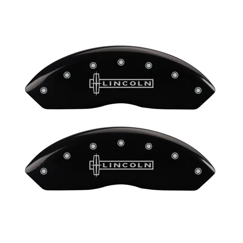 Mgp 4 Caliper Covers Engraved Front & Rear Lincoln Black Finish Silver Ch 1