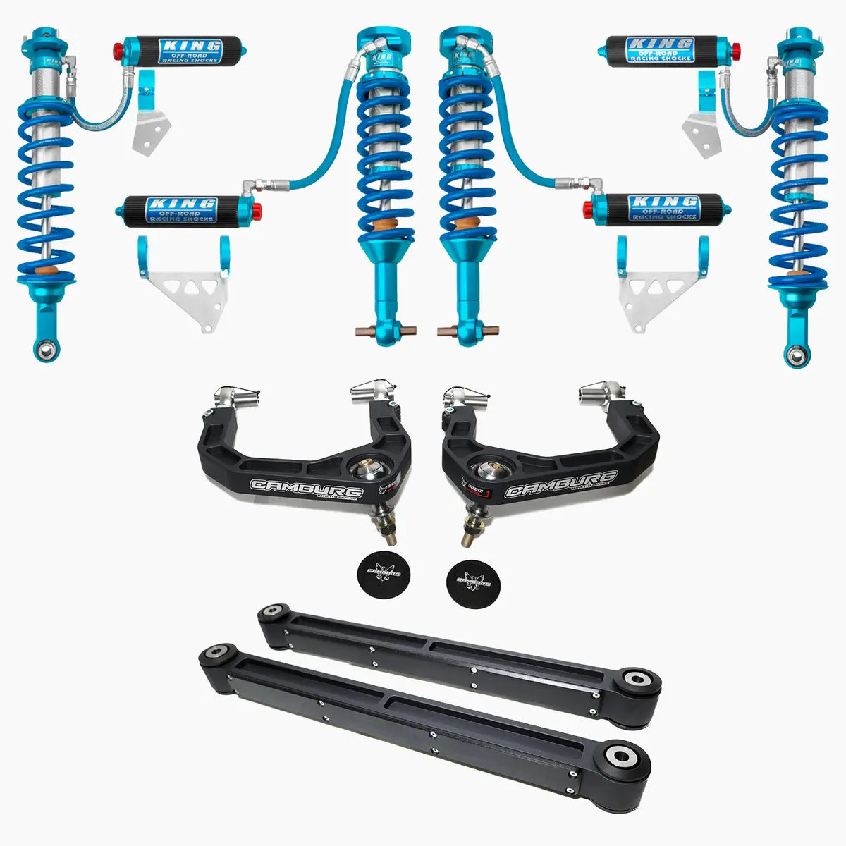 '21+ Ford Bronco King 2.5 Finned Rr Front & Rear Coilovers W/ Upper Arms & Trailing Arm Combo Kit 1