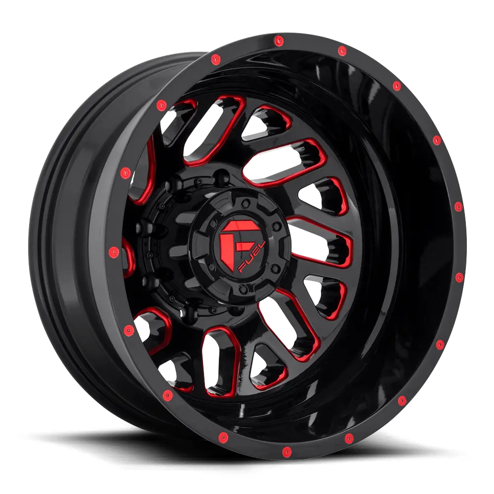 Fuel Wheels | Triton | Brushed Gun Metal Tinted Clear/Gloss Black Red Tinted Clear/Candy Red Milled 1
