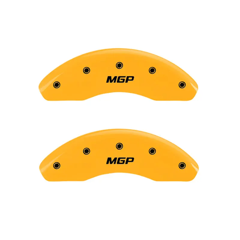 Mgp Engraved 4-Piston Caliper Covers – Front And Rear, Yellow Finish With Black Contrast 1
