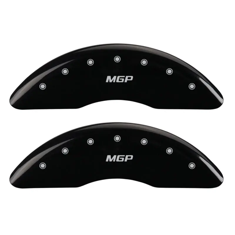 Mgp Engraved 4-Piston Caliper Covers – Front & Rear, Matte Black Finish With Silver Chrome Accents 1
