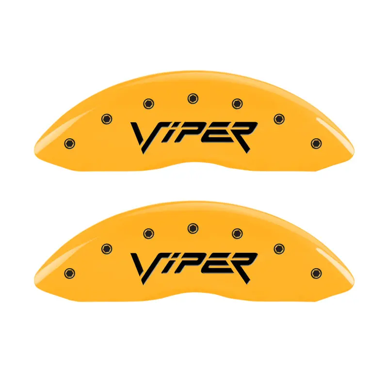 Mgp Engraved Caliper Covers – Front Viper & Rear Snake Design, Yellow Finish On Black Char, Fits 2002 Dodge Viper 1