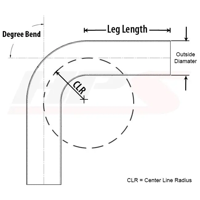 Hps 2.5" Od 80 Degree Bend 6061 Aluminum Elbow Pipe 16 Gauge W/ 4" Clr 2