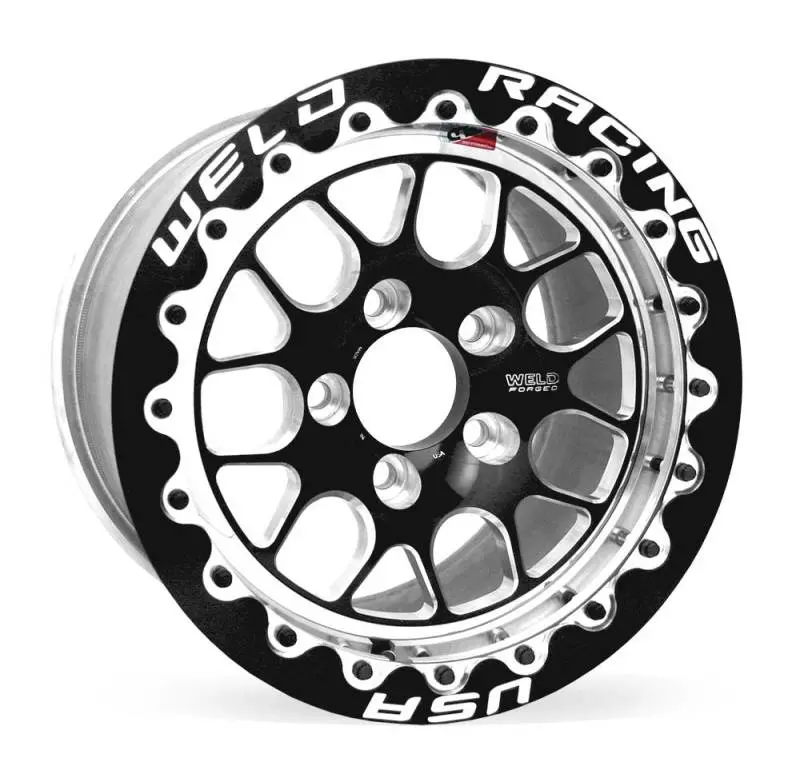 Weld S77 Single-Beadlock Racing Wheel – 15X10.33 Inches, 5X120Mm, 7.5-Inch Backspace, Black Finish (Medium Pad) 1