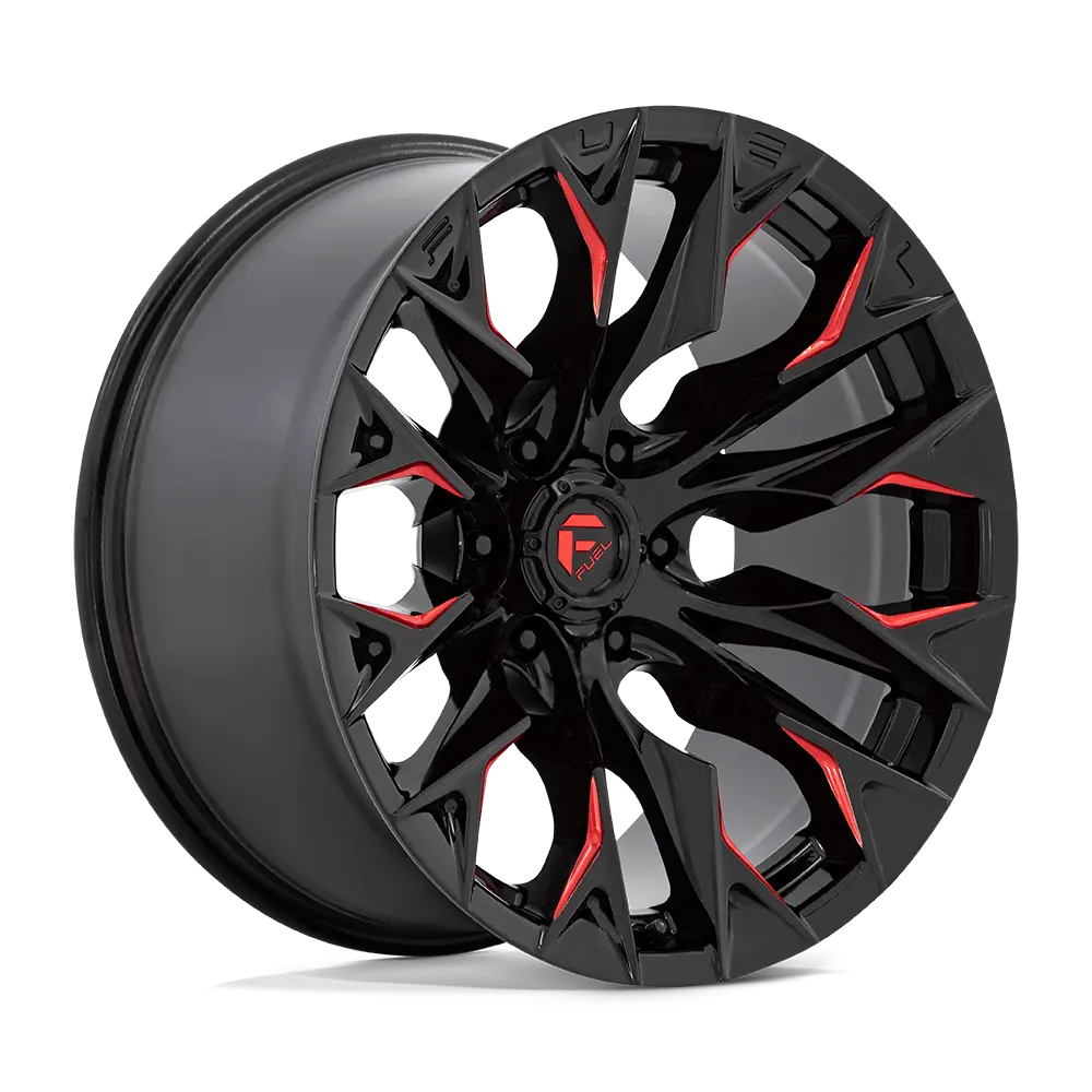 Fuel Wheels | Flame | Gloss Black Mill W/ Candy Red 1