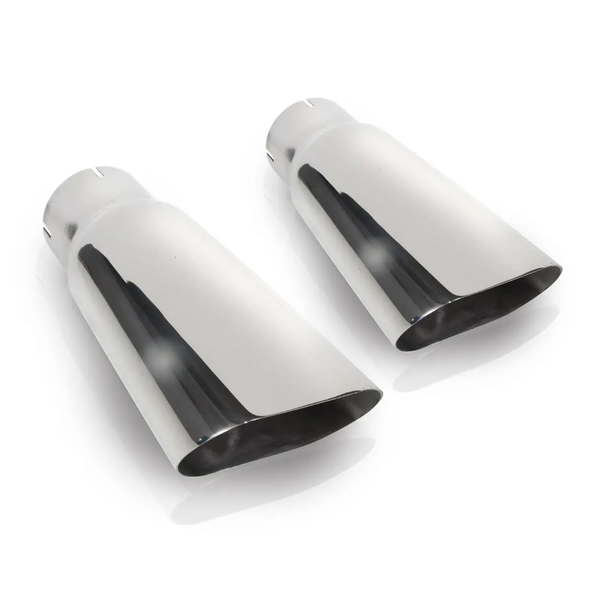 Flat Oval Style Polished Exhaust Tips 304 Stainless Steel 1