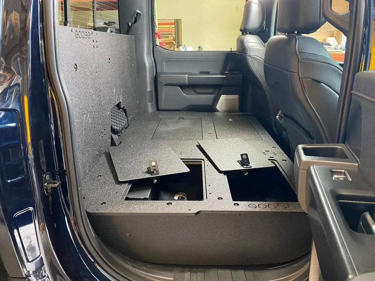 Ford - F150 2021-Present - 14Th Gen. Supercrew - Second Row Seat Delete Plate System With Factory B&O Subwoofer Center Wall With Exterior Port 1