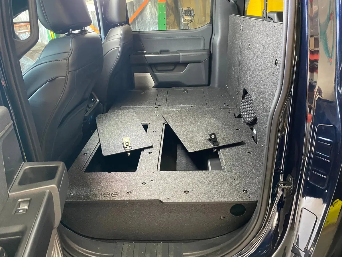 Ford - F150 2021-Present - 14Th Gen. Supercrew - Second Row Seat Delete Plate System With Factory B&O Subwoofer Center Wall With Exterior Port 2