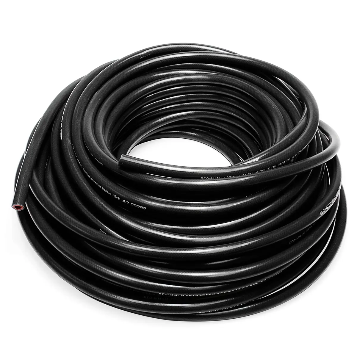 Hps 1/8" Id Black High Temp Reinforced Silicone Heater Hose 100 Feet Roll, Max Working Pressure 85 Psi, Max Temperature Rating: 350F, Bend Radius: 1/2" 1