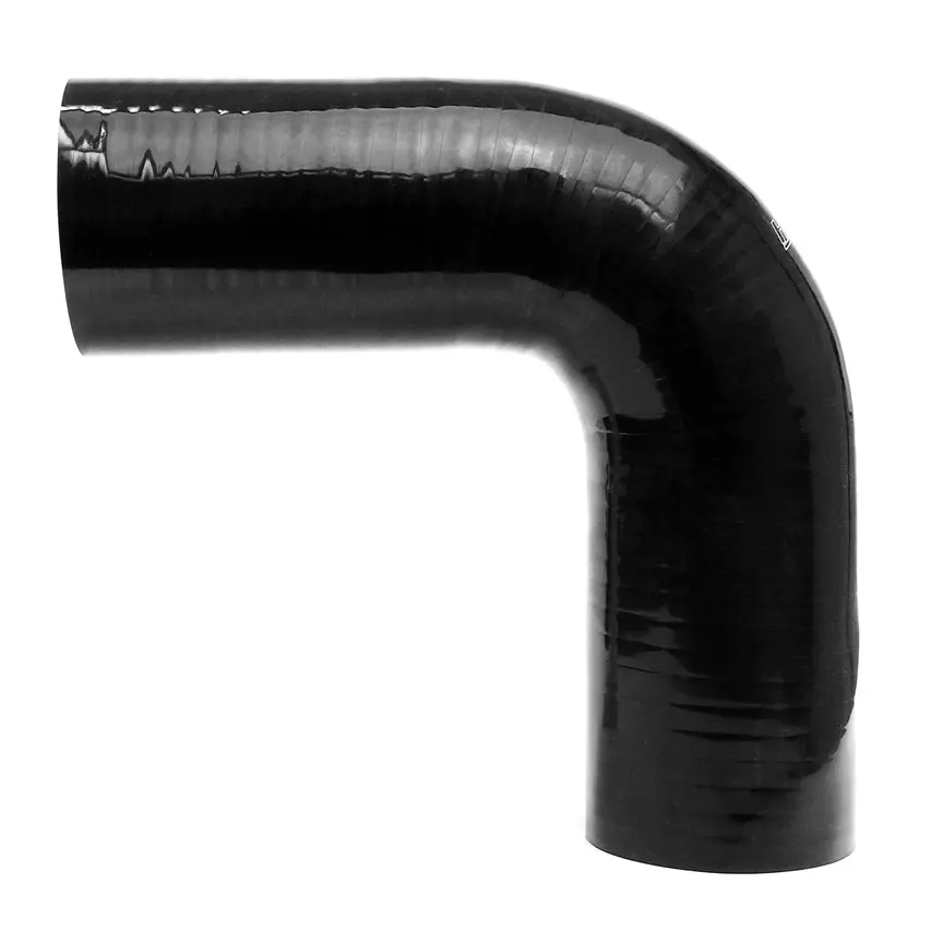 Hps 1/4" Id, 10" Leg, Silicone 90 Degree Elbow Coupler Hose, High Temp 4-Ply Reinforced, Black (6.5Mm Id) 1