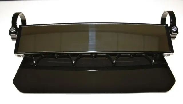 12″ Wide Panoramic Rearview Mirror With Folding Sun Visor – Solid Black Shield 3