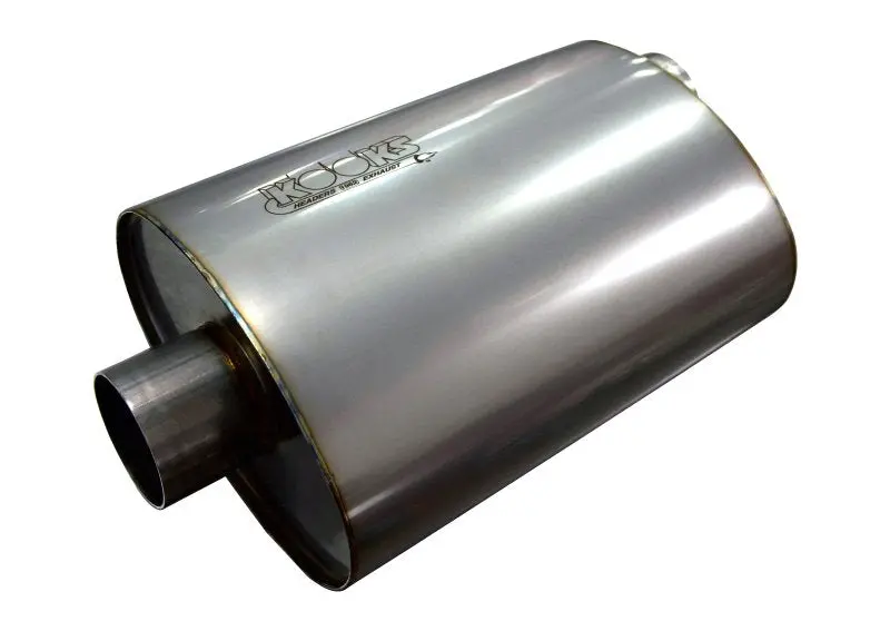 2-1/2" Oval Center/Offset Muffler 12" Long Body. Stainless Steel. 1
