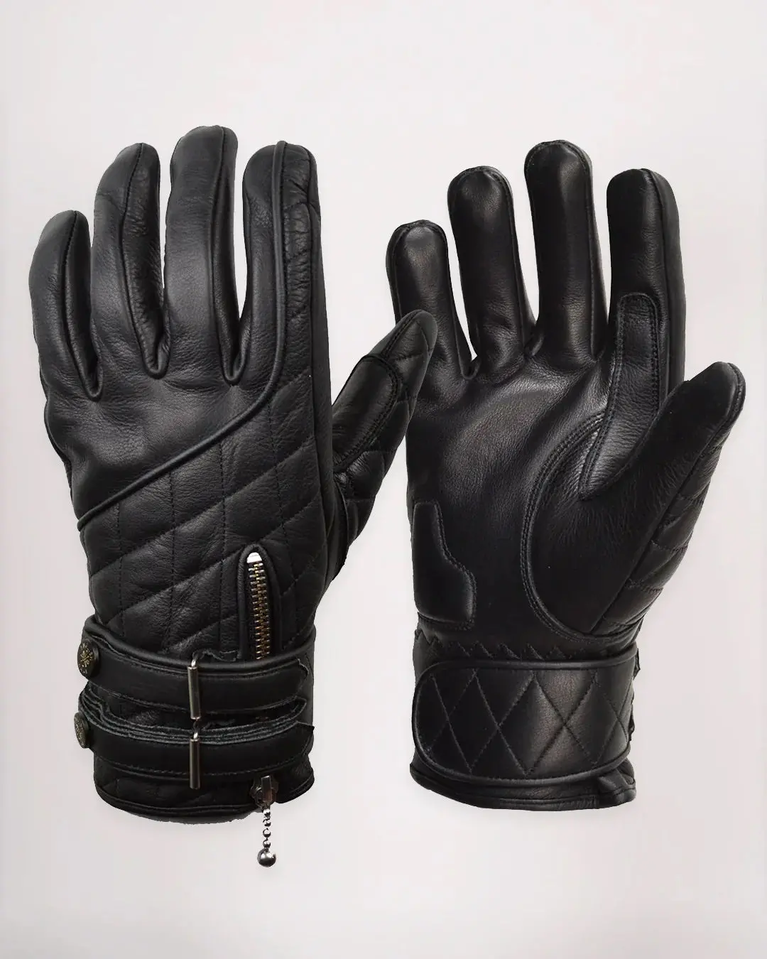 Goldtop Cafe Racer Quilted Gloves - Black 1
