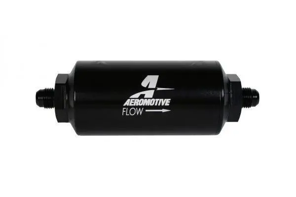 100 Micron Black Fuel Filter With Male An-06 Ports & Stainless Mesh Element 1