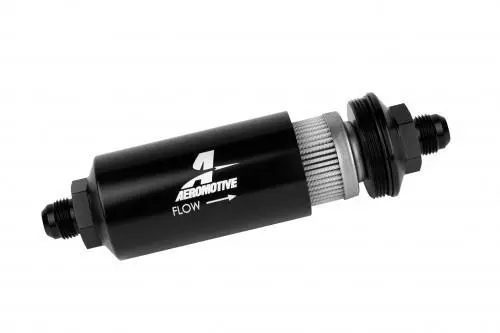40 Micron Black Fuel Filter With Male An-06 Ports & Stainless Mesh Element 1