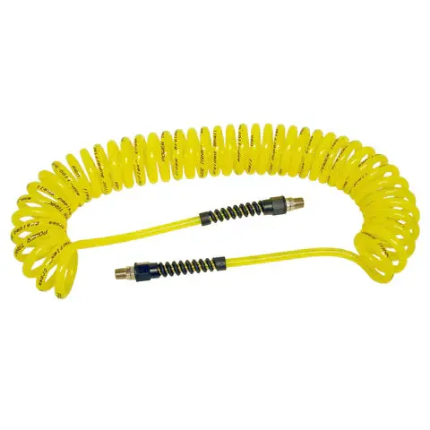 Air Hose 30 Ft. Coiled 1/4" Npt Male Thread Superflex High Pressure Yellow Power Tank 1