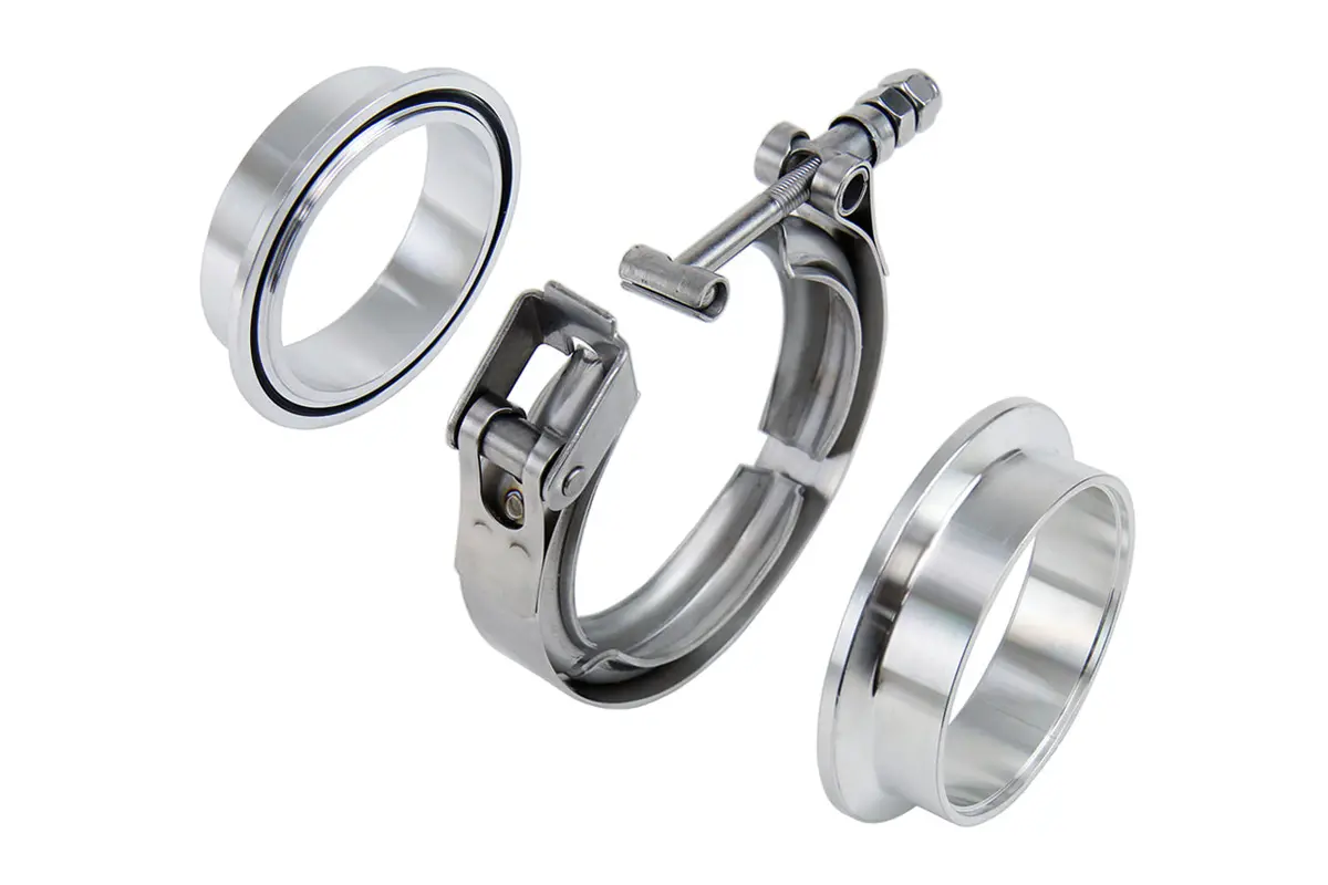 Hps Stainless Steel 4" V Band Clamp Kit, Aluminum Flanges, Nbr O-Ring, Quick Release 1