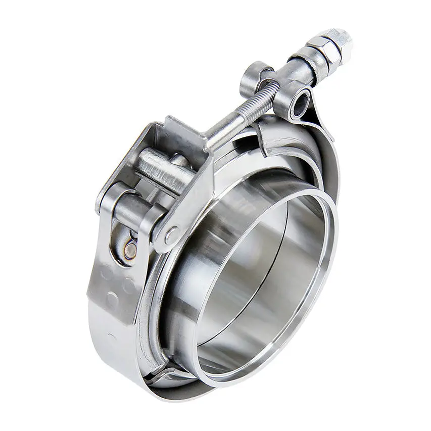 Hps Stainless Steel 2" V Band Clamp Kit, Stainless Steel Flanges, Quick Release 1