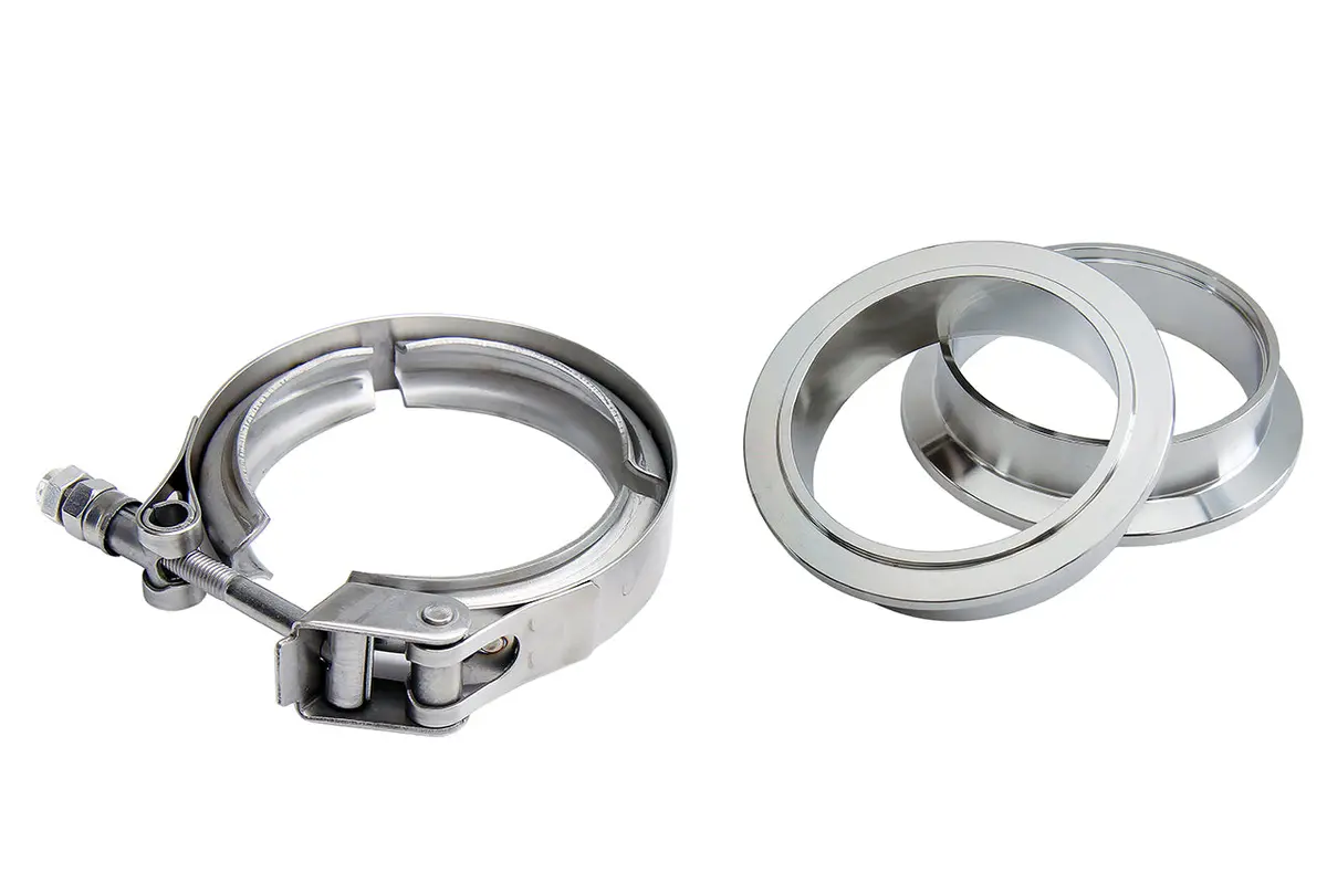 Hps Stainless Steel 2-1/2" V Band Clamp Kit, Stainless Steel Flanges, Quick Release 2