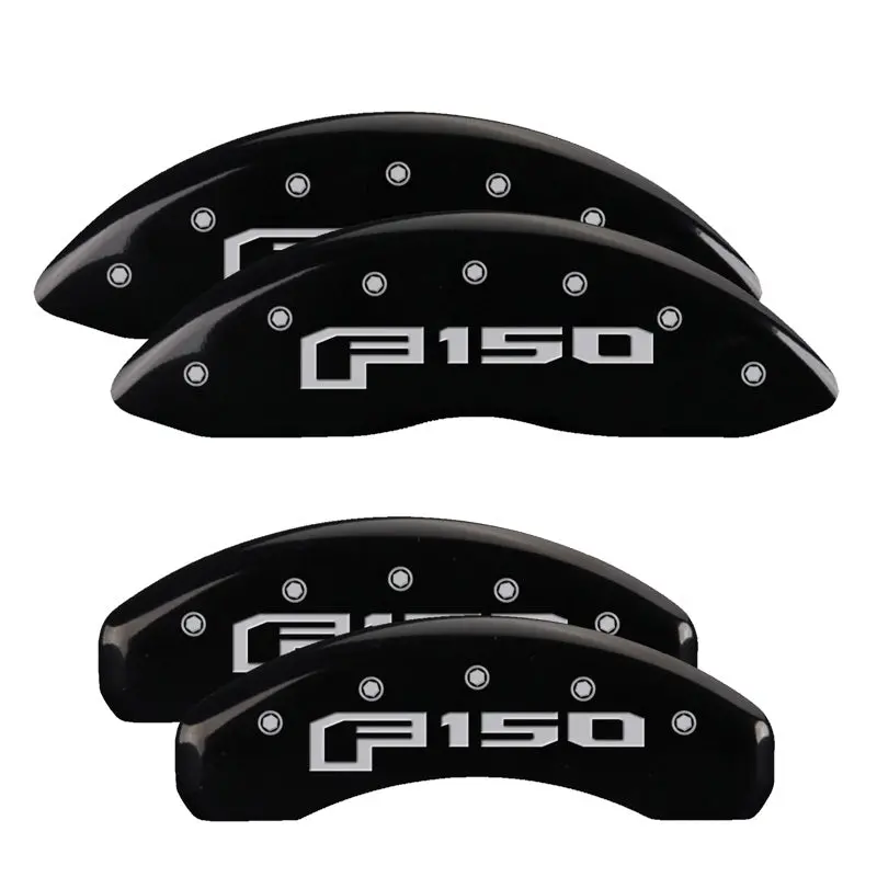 Mgp Engraved 4-Piston Caliper Covers – Front And Rear, Oval Ford Logo, Black Base With Silver Accent, Fits 2013 Ford F-150 1