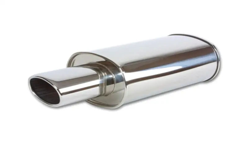 Vibrant Streetpower Oval Muffler With 4.5In X 3In Oval Tip Angle Cut Rolled Edge - 2.5In Inlet I.D. 1