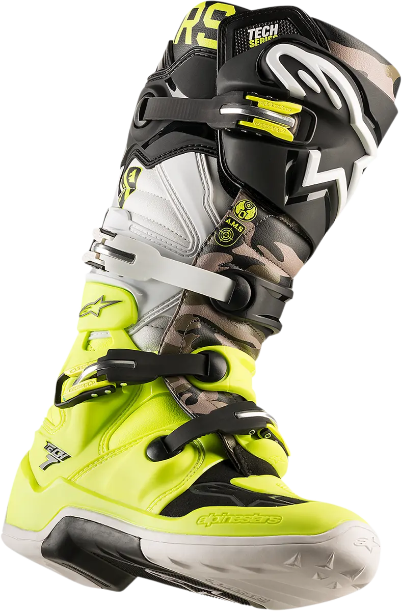 Alpinestars Limited Edition Ams Tech 7 Motocross Boots — Black/Yellow/White, Us Size 8 1