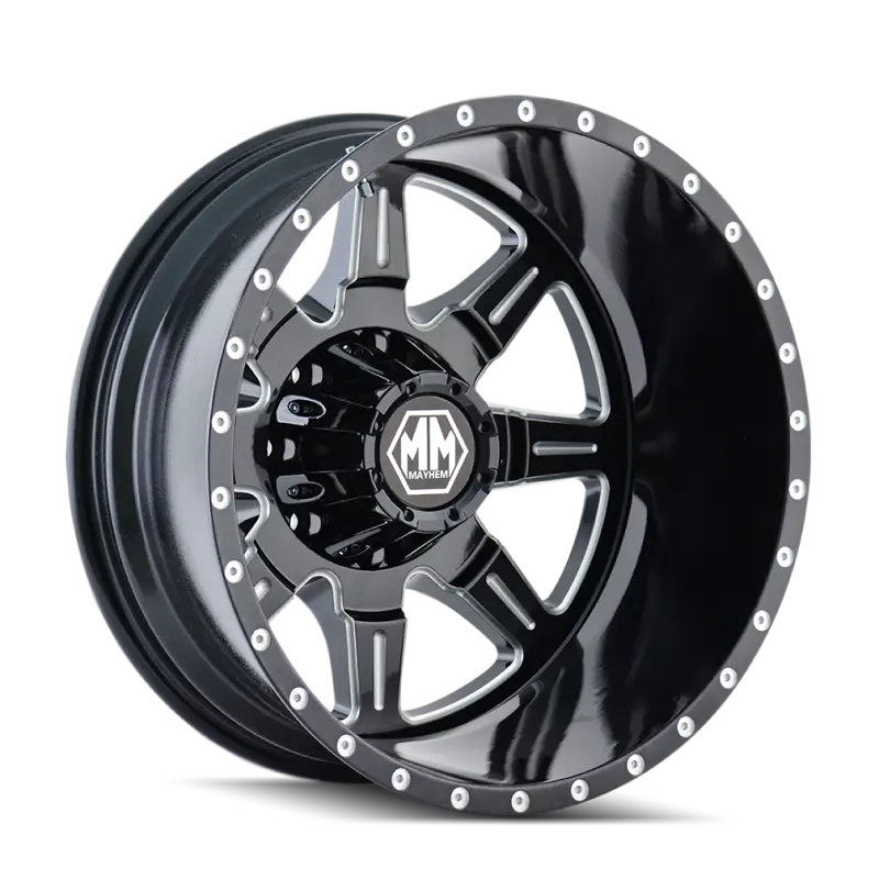 Mayhem Monstir Forged Rear Wheel – 20X8.25 Inches, 8X165.1 Bolt Pattern, -160Mm Offset, 121.3Mm Hub Bore, Black With Machined Spokes 1