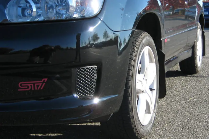 Rally Armor 2003-2008 Subaru Forester Basic Black Mud Flap W/ Black Logo 1