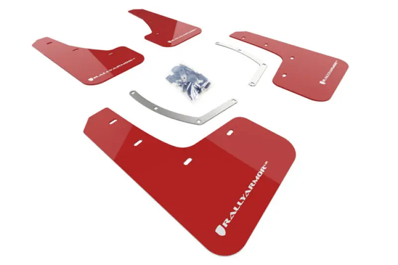 Rally Armor Ur-Series Red Mud Flaps For 2018–2019 Subaru Ascent — White Logo Accent 1