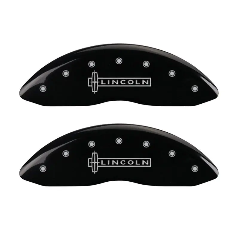 Mgp Engraved 4-Piston Caliper Covers – Front & Rear, Black Finish With Silver Chrome Accents, Lincoln-Compatible 1