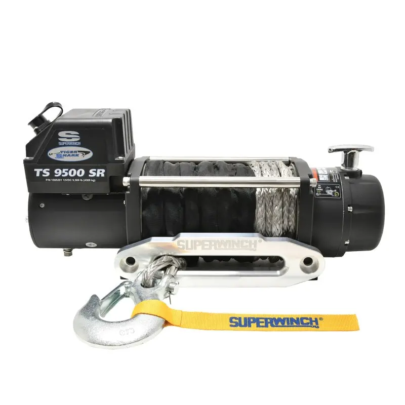 Superwinch Tiger Shark 9500 Synthetic Rope Winch – 9,500-Lb Capacity, 12V Dc, 3/8-Inch × 80-Foot Rope 1